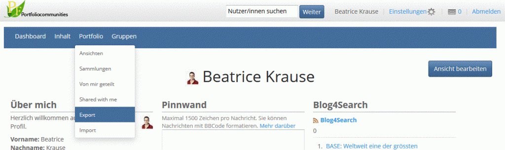 Screenshot 5 «Export im LEAP2A-Format»