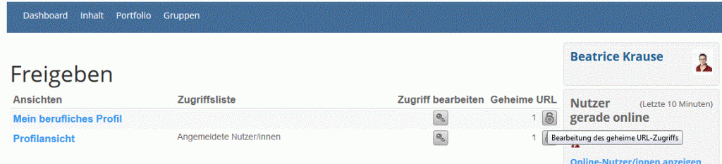 Screenshot 2 «Geheime URL»
