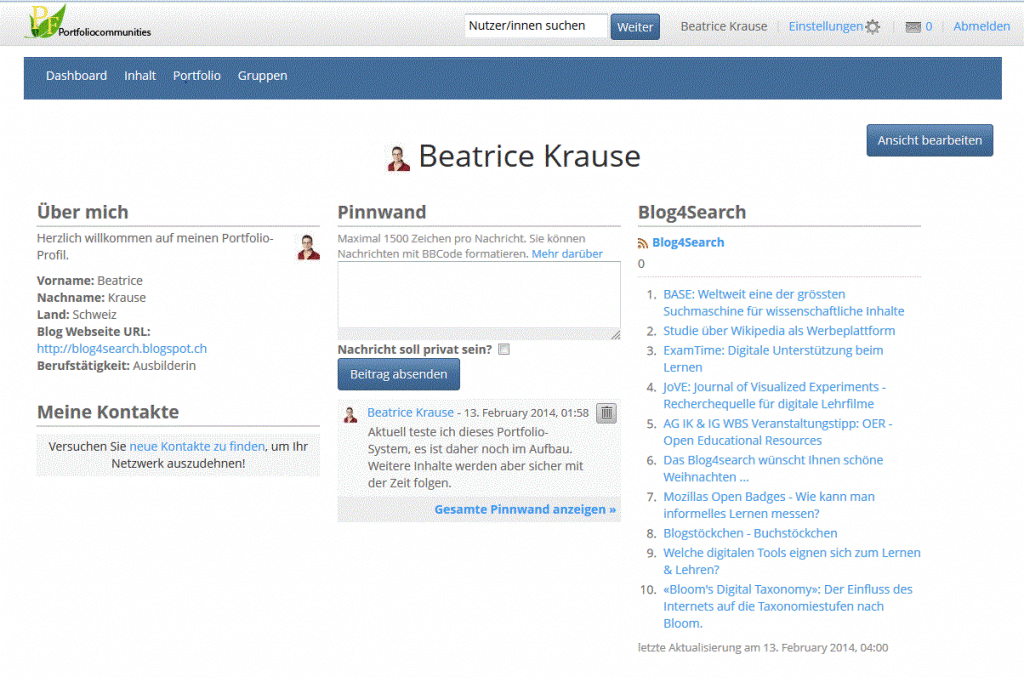 Screenshot 3 «Beispiel einer Profilansicht»